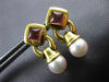 2.26CT AAA PINK TOURMALINE & SOUTH SEA PEARL 18KT YELLOW GOLD 3D EARRINGS #27123