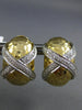 .20CT DIAMOND 14KT 2 TONE GOLD 3D CRISS CROSS X NUGGET CLIP ON HANGING EARRINGS