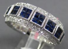 3.76CT DIAMOND & AAA SAPPHIRE 18KT WHITE GOLD PRINCESS ETERNITY ANNIVERSARY RING