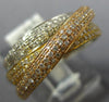 WIDE .75CT DIAMOND 18KT TRI COLOR GOLD 3D MULTI ROW TRINITY SEMI ETERNITY RING