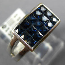 1.77CT AAA SAPPHIRE 18K WHITE GOLD PRINCESS INVISIBLE MULTI ROW RECTANGULAR RING