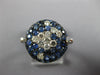 ESTATE WIDE 1.76CT DIAMOND & AAA SAPPHIRE 18KT WHITE GOLD 3D CLUSTER FUN RING