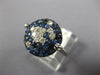 ESTATE WIDE 1.76CT DIAMOND & AAA SAPPHIRE 18KT WHITE GOLD 3D CLUSTER FUN RING