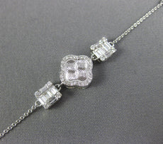 .51CT DIAMOND 18K WHITE GOLD ROUND & BAGUETTE 4 LEAF CLOVER FLOWER LOVE BRACELET