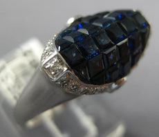 3.95CT DIAMOND & AAA SAPPHIRE 18KT WHITE GOLD 3D PRINCESS & ROUND OVAL FUN RING