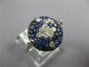 ESTATE WIDE 1.76CT DIAMOND & AAA SAPPHIRE 18KT WHITE GOLD 3D CLUSTER FUN RING