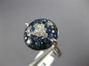 ESTATE WIDE 1.76CT DIAMOND & AAA SAPPHIRE 18KT WHITE GOLD 3D CLUSTER FUN RING