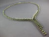 LARGE 30CT DIAMOND & AAA GREEN AMETHYST 18KT WHITE GOLD V SHAPE LARIAT NECKLACE