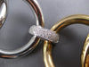 EXTRA LARGE .62CT DIAMOND 18KT 2 TONE GOLD CIRCULAR ITALIAN CUFF BANGLE BRACELET