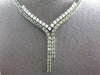 LARGE 30CT DIAMOND & AAA GREEN AMETHYST 18KT WHITE GOLD V SHAPE LARIAT NECKLACE