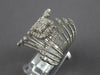 EXTRA LARGE .96CT DIAMOND 14KT WHITE GOLD ROUND & BAGUETTE LEAF ANNIVERSARY RING