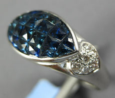 4.55CT DIAMOND & AAA SAPPHIRE 18KT WHITE GOLD 3D DOUBLE HEART MARQUISE LOVE RING