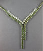 LARGE 30CT DIAMOND & AAA GREEN AMETHYST 18KT WHITE GOLD V SHAPE LARIAT NECKLACE