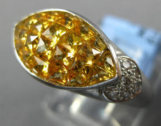 3.98CT DIAMOND & AAA YELLOW SAPPHIRE 18KT WHITE GOLD 3D HEART MARQUISE LOVE RING