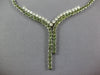 LARGE 30CT DIAMOND & AAA GREEN AMETHYST 18KT WHITE GOLD V SHAPE LARIAT NECKLACE