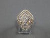LARGE 1.12CT DIAMOND 14KT WHITE & ROSE GOLD MULTI ROW SQUARE DIAGONAL FUN RING