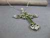 ANTIQUE LARGE 1.5CT ROSE CUT &OLD MINE DIAMOND & EMERALD 14K WHITE GOLD NECKLACE