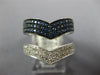 LARGE 1.0CT DIAMOND & AAA SAPPHIRE 18KT WHITE GOLD 3D MULTI ROW V SHAPE FUN RING