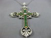 ANTIQUE LARGE 1.5CT ROSE CUT &OLD MINE DIAMOND & EMERALD 14K WHITE GOLD NECKLACE