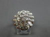 LARGE .94CT DIAMOND 14KT WHITE & ROSE GOLD CLUSTER BEZEL FLOWER ETOILE FUN RING