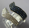 LARGE 1.0CT DIAMOND & AAA SAPPHIRE 18KT WHITE GOLD 3D MULTI ROW V SHAPE FUN RING