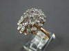 LARGE .94CT DIAMOND 14KT WHITE & ROSE GOLD CLUSTER BEZEL FLOWER ETOILE FUN RING