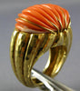ESTATE LARGE AAA CORAL 14KT YELLOW GOLD 3D CLASSIC SEA SHELL FUN RING