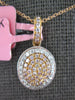 ESTATE .30CT WHITE & PINK DIAMOND 18K WHITE & ROSE GOLD CLUSTER OVAL FUN PENDANT