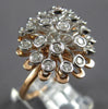 LARGE .94CT DIAMOND 14KT WHITE & ROSE GOLD CLUSTER BEZEL FLOWER ETOILE FUN RING