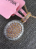 ESTATE .30CT WHITE & PINK DIAMOND 18K WHITE & ROSE GOLD CLUSTER OVAL FUN PENDANT