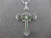 ANTIQUE LARGE 1.5CT ROSE CUT &OLD MINE DIAMOND & EMERALD 14K WHITE GOLD NECKLACE