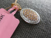 ESTATE .30CT WHITE & PINK DIAMOND 18K WHITE & ROSE GOLD CLUSTER OVAL FUN PENDANT