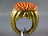 ESTATE LARGE AAA CORAL 14KT YELLOW GOLD 3D CLASSIC SEA SHELL FUN RING