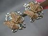 LARGE .67CT DIAMOND 18K WHITE & ROSE GOLD BUTTERFLY BOW CLIP ON HANGING EARRINGS