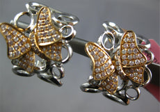 LARGE .67CT DIAMOND 18K WHITE & ROSE GOLD BUTTERFLY BOW CLIP ON HANGING EARRINGS