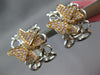 LARGE .67CT DIAMOND 18K WHITE & ROSE GOLD BUTTERFLY BOW CLIP ON HANGING EARRINGS