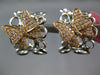 LARGE .67CT DIAMOND 18K WHITE & ROSE GOLD BUTTERFLY BOW CLIP ON HANGING EARRINGS