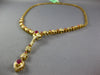 6.50CT DIAMOND & AAA RUBY 14K YELLOW GOLD MULTI FLOWER TEAR DROP LARIAT NECKLACE