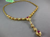 6.50CT DIAMOND & AAA RUBY 14K YELLOW GOLD MULTI FLOWER TEAR DROP LARIAT NECKLACE