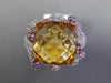 LARGE 18.1CT DIAMOND & AAA CITRINE & PINK SAPPHIRE 14K WHITE GOLD STATEMENT RING