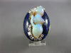 ANTIQUE LARGE .93CT DIAMOND & AAA OPAL & LAPIS 18KT YELLOW GOLD 3D OVAL FUN RING