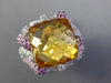 LARGE 18.1CT DIAMOND & AAA CITRINE & PINK SAPPHIRE 14K WHITE GOLD STATEMENT RING