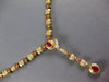 6.50CT DIAMOND & AAA RUBY 14K YELLOW GOLD MULTI FLOWER TEAR DROP LARIAT NECKLACE