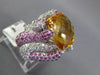 LARGE 18.1CT DIAMOND & AAA CITRINE & PINK SAPPHIRE 14K WHITE GOLD STATEMENT RING