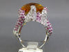 LARGE 18.1CT DIAMOND & AAA CITRINE & PINK SAPPHIRE 14K WHITE GOLD STATEMENT RING