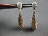 1.29CT WHITE & PINK DIAMOND 18KT WHITE & ROSE GOLD 3D TEAR DROP HANGING EARRINGS