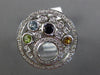 ESTATE 1.45CT DIAMOND & AAA MULTI GEM 14K WHITE GOLD 3D CIRCULAR ETOILE FUN RING