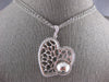 EXTRA LARGE .95CT DIAMOND 18KT 2 TONE GOLD FILIGREE SIDEWAY HEART GLOBE PENDANT