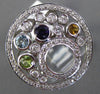 ESTATE 1.45CT DIAMOND & AAA MULTI GEM 14K WHITE GOLD 3D CIRCULAR ETOILE FUN RING