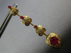 3.2CT DIAMOND & AAA RUBY 14K YELLOW GOLD MULTI FLOWER TEAR DROP HANGING EARRINGS